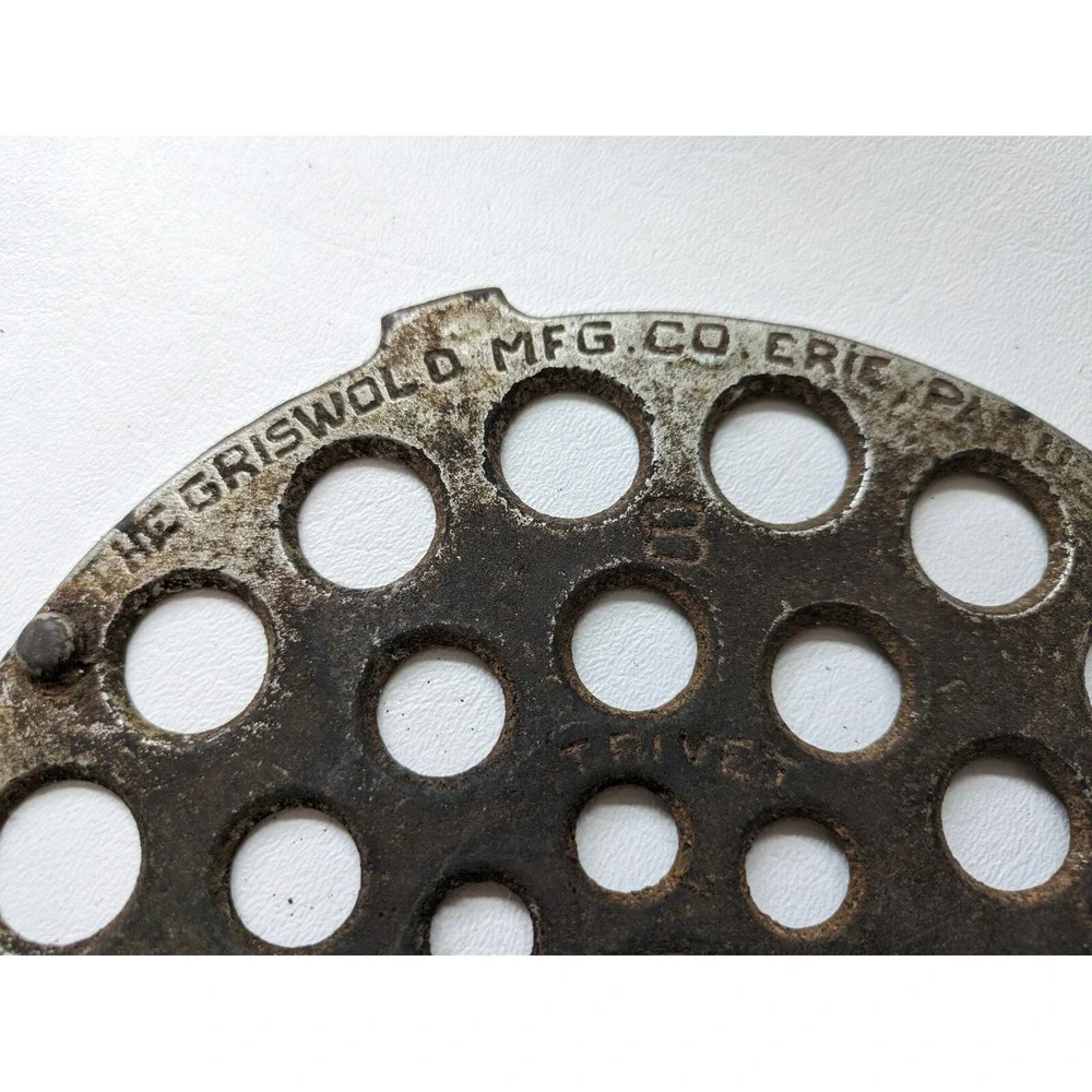 Griswold Nickel Plated Cast Iron Dutch Oven Trivet Size 8 No 206 Unrestored